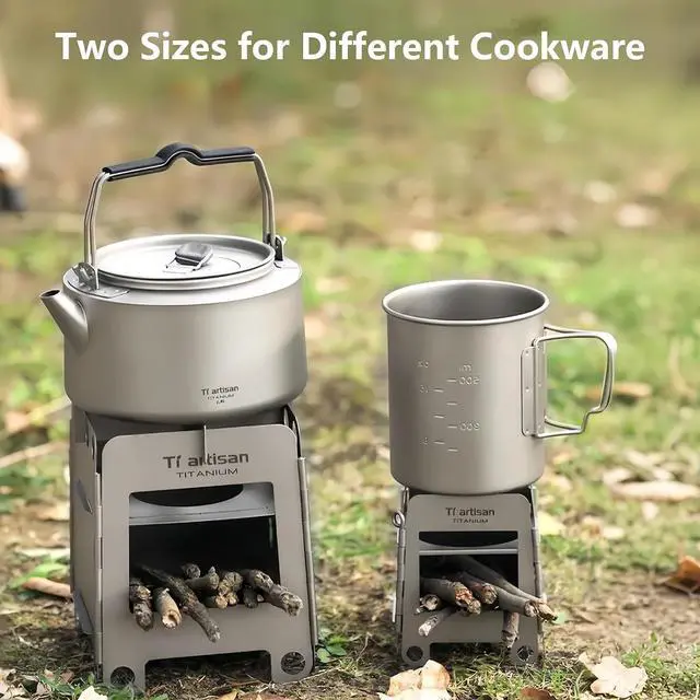 Alt view image 7 of 7 - Titanium Wood Stove Foldable Portable Alcohol Stove Titanium Wood Burning Stove Camping Backpacking Stove for Outdoor Camping Picnic BBQ (WS006ST(Small))