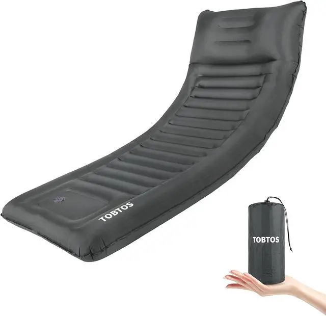 Main image of TOBTOS Inflatable Camping Sleeping Pad with Pillow, Thick 6 Inch Ultralight Sleeping Pad with Built-in Pump, Lightweight Sleeping Mat for Camping, Backpacking, Hiking, Tent (Grey)