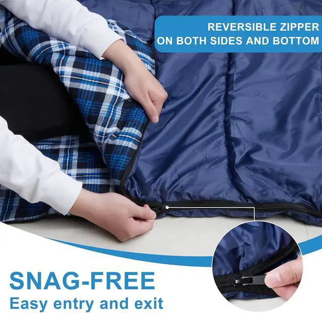 Alt view image 5 of 7 - Cotton Flannel Double Sleeping Bag, 2 Person Camping Sleeping Bag | Queen Size for Adults Couples Family Camping Backpacking Hiking or Rv Traveling, Lightweight and Waterproof, 3-4 Season Use