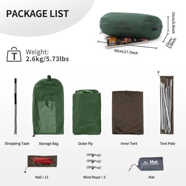 Alt view image 6 of 7 - Naturehike Star River 2 Person Backpacking Tent, Lightweight Waterproof 2 Person Camping Tent, Double Layer Two Person Tents for Camping, Hiking, Cycling