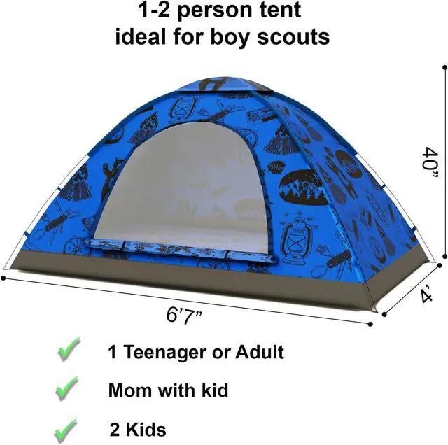 Alt view image 2 of 7 - KidzAdventure 2 in 1 Kids Tent for Camping/Kids Play Tent| Backpacking Tent for Kids |Easy Set Up Camping Tent