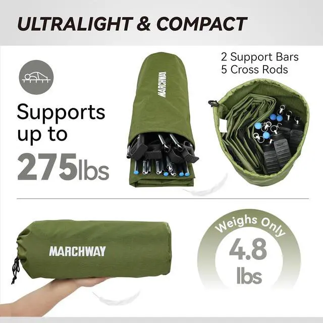 Alt view image 6 of 7 - MARCHWAY Ultralight Folding Tent Camping Cot Bed, Portable Compact for Outdoor Travel, Base Camp, Hiking, Mountaineering, Lightweight Backpacking (Army Green)