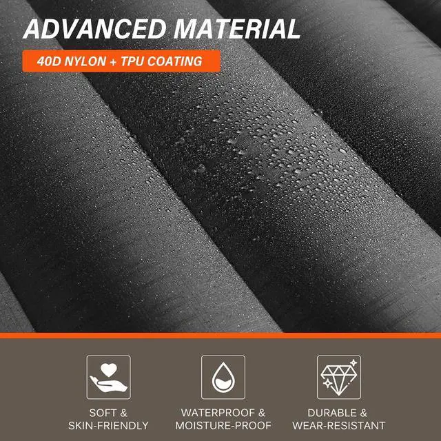 Alt view image 5 of 7 - TOBTOS Inflatable Camping Sleeping Pad with Pillow, Thick 6 Inch Ultralight Sleeping Pad with Built-in Pump, Lightweight Sleeping Mat for Camping, Backpacking, Hiking, Tent (Grey)