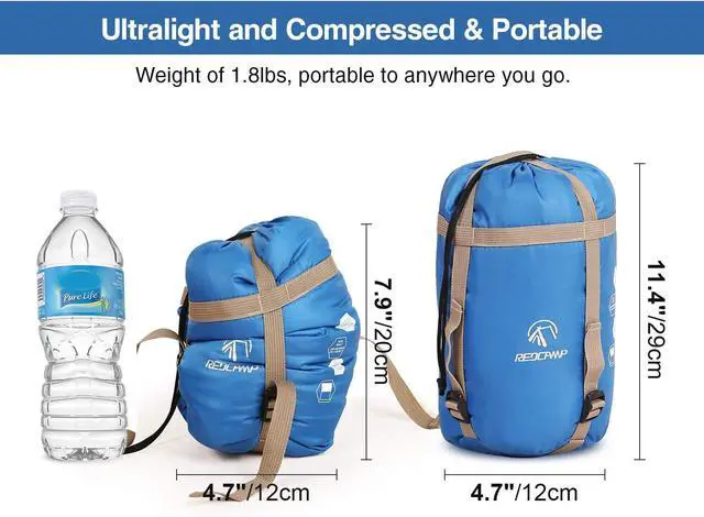 Alt view image 2 of 7 - REDCAMP Ultra Lightweight Sleeping Bag for Backpacking, Hiking, Comfort for Adults Warm Weather, with Compression Sack