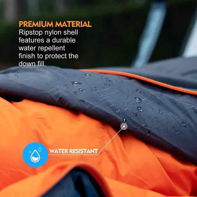 Alt view image 4 of 7 - ZOOOBELIVES 10 Degree Down Sleeping Bag for Adults, 4-Season Cold-Weather Mummy Bag, Roomy Fit, 550+ Fill Power Warmth, Lightweight & Compressible for Car Camping, Backpacking & Hunting - AlpliveD1500