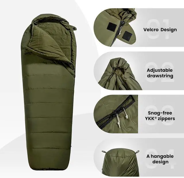 Alt view image 7 of 7 - OneTigris Bushcrafters Sleeping Bags, Mummy Sleeping Bag for Camping Hiking Backpacking, Survival Gear