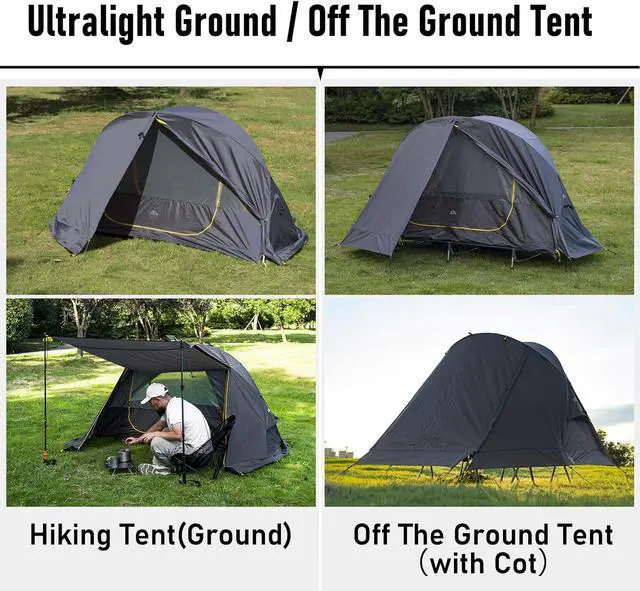 Alt view image 2 of 7 - Ultralight 4 Season Solo Tent Waterproof with Snow Skirt Rainfly, Ground/Off The Ground Tent for Backpacking Camping Hiking Trekking Mountaineering