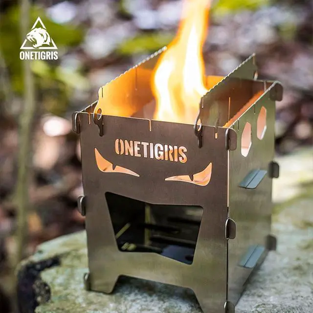 Alt view image 3 of 7 - OneTigris Camping Backpacking Stove Portable Foldable Burning Wood Stove for Outdoor Hiking Picnic BBQ,Stainless Steel (Medium)