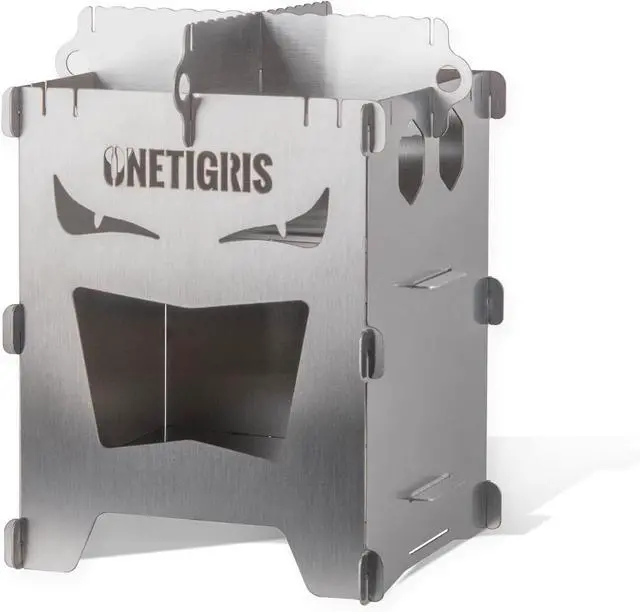 Alt view image 2 of 7 - OneTigris Camping Backpacking Stove Portable Foldable Burning Wood Stove for Outdoor Hiking Picnic BBQ,Stainless Steel (Medium)