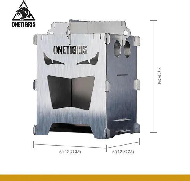 Alt view image 4 of 7 - OneTigris Camping Backpacking Stove Portable Foldable Burning Wood Stove for Outdoor Hiking Picnic BBQ,Stainless Steel (Medium)