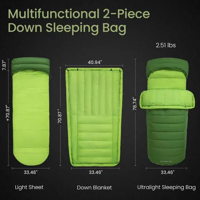 Alt view image 4 of 7 - ATEPA Down Sleeping Bag for Adults, Recycled Ultralight 35°F 40°F 45°F 50°F 650FP / 700FP 3 Season Compact Sleeping Bags with Compression Sack for Backpacking Camping Hiking, Can Be Attached to Pad