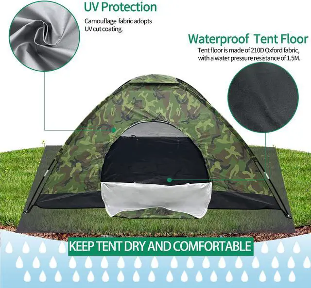 Alt view image 3 of 6 - Sutekus Camping Tent Lightweight Backpacking Tent Camouflage Outdoor Equipment for Camping Hiking Biking Trip Upgraded Large Space