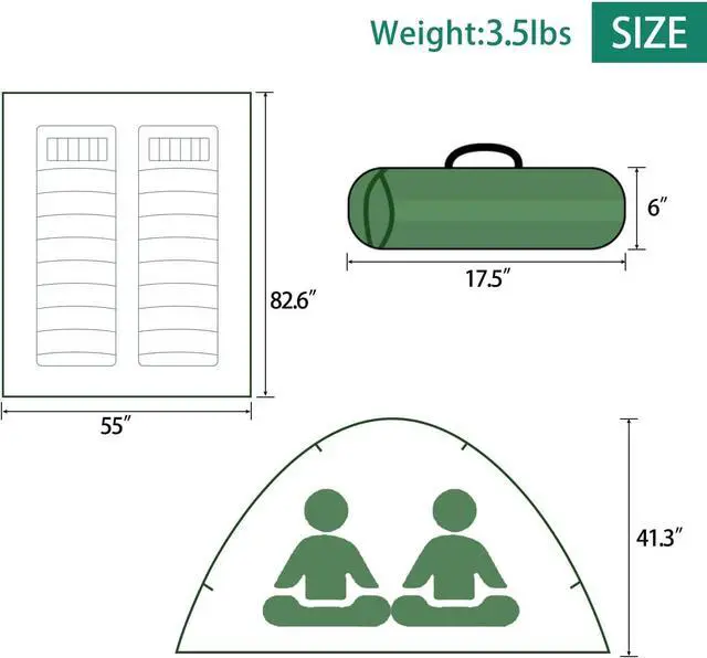 Alt view image 5 of 6 - Sutekus Camping Tent Lightweight Backpacking Tent Camouflage Outdoor Equipment for Camping Hiking Biking Trip Upgraded Large Space