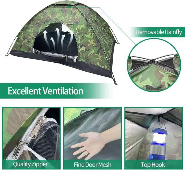 Alt view image 4 of 6 - Sutekus Camping Tent Lightweight Backpacking Tent Camouflage Outdoor Equipment for Camping Hiking Biking Trip Upgraded Large Space