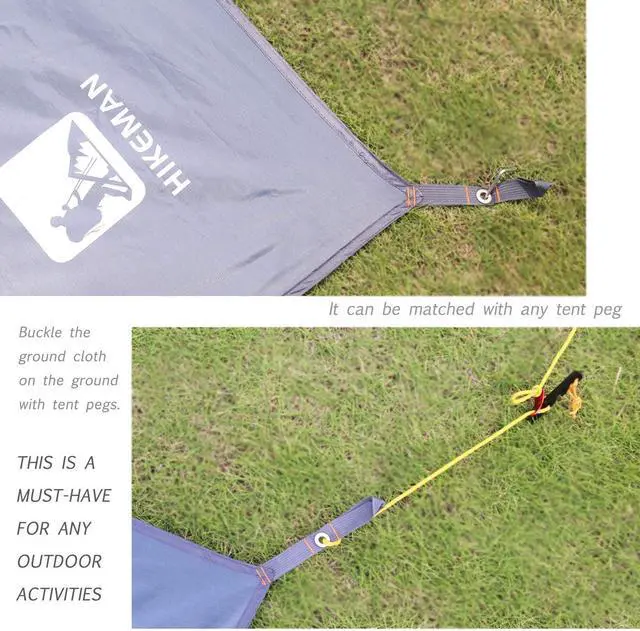 Alt view image 6 of 7 - Hikeman Tent Footprint - Waterproof Camping Tarp, Heavy Duty Tent Floor Saver, Ultralight Ground Sheet Mat for Hiking, Backpacking, Hammock, Beach - Storage Bag Included(XXL-95x83)