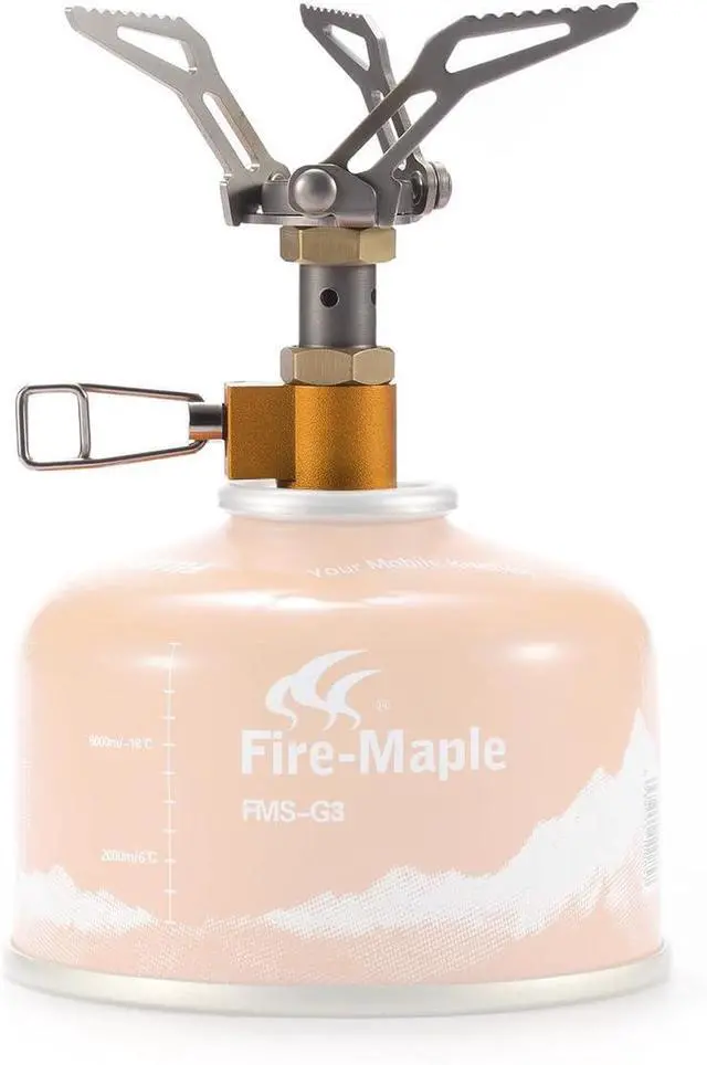 Main image of Fire-Maple FMS-300T Portable Camping Stove Ultra Light Titanium Gas Stove | ISPO Design Award Gold Winner, 2600W High Efficiency, Titanium Build at Just 48.5g, Folds Tiny
