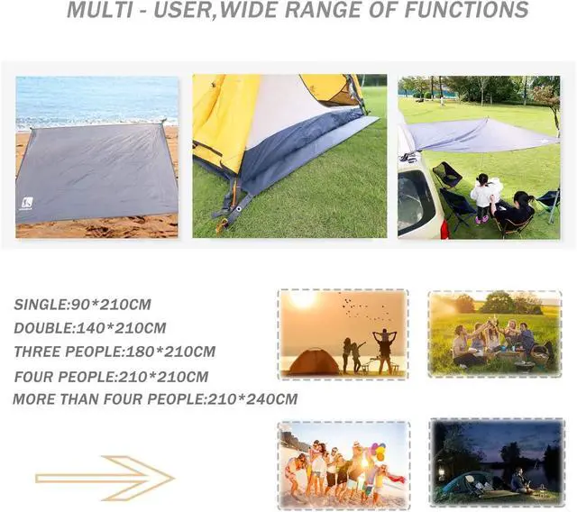 Alt view image 7 of 7 - Hikeman Tent Footprint - Waterproof Camping Tarp, Heavy Duty Tent Floor Saver, Ultralight Ground Sheet Mat for Hiking, Backpacking, Hammock, Beach - Storage Bag Included(XXL-95x83)