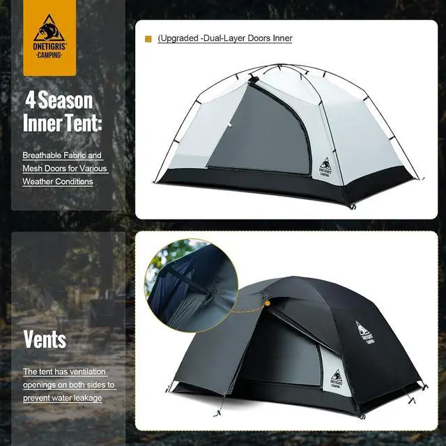 Alt view image 6 of 7 - OneTigris Stella 4 Season Camping Tent Backpacking Waterproof Lightweight Easy Setup Instant 3000mm Waterproof Rating Outdoor Hiking Tent