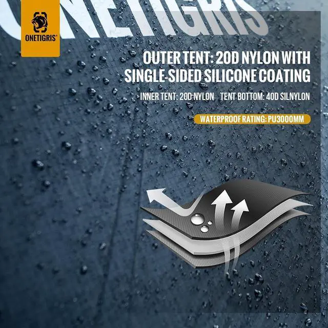 Alt view image 3 of 7 - OneTigris Stella 4 Season Camping Tent Backpacking Waterproof Lightweight Easy Setup Instant 3000mm Waterproof Rating Outdoor Hiking Tent