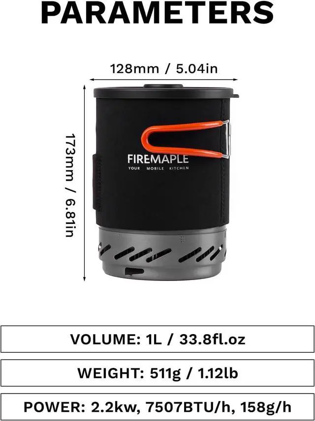 Alt view image 6 of 7 - Fire-Maple Fixed Star 1 Backpacking and Camping Stove System, Black 18oz | 30% Faster Boil with HX Base, Piezo Ignition, Safe & Durable, All-in-One Pot, Compatible with Most Canisters, Portable
