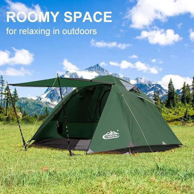 Alt view image 2 of 7 - 2-3 Person Backpacking Tent with Double Door 2 Vestibule, Waterproof Windproof Lightweight Easy Set Up 3 Season 2 Man Two Person Tent for Camping, Hiking, Motorcycle, Mountaineering with UPF 50+