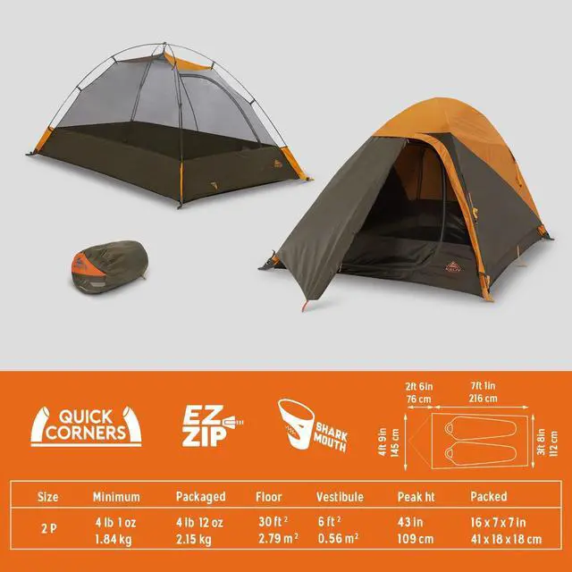 Alt view image 5 of 7 - Kelty Grand Mesa 2P or 4P Backpacking Tent 3 Season Camping, Thru Hiking Shelter, Aluminum Pole Frame, Single Door + Vestibule Model