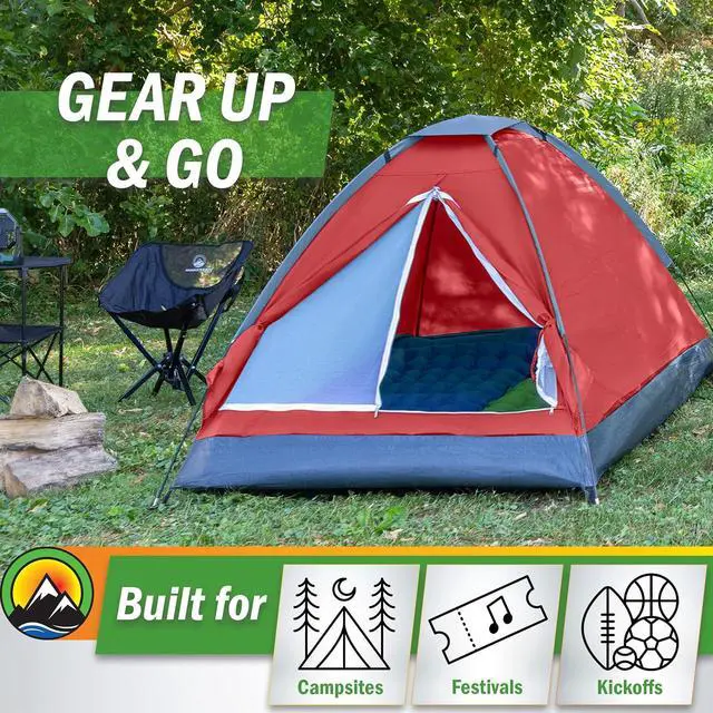 Alt view image 6 of 7 - 2 Person Camping Tent with Rain Fly and Carrying Bag - Lightweight Outdoor Pop Up Tents for Camping Essentials, Music Festivals, Backpacking, Hiking, or Beach Shelter by Wakeman Outdoors