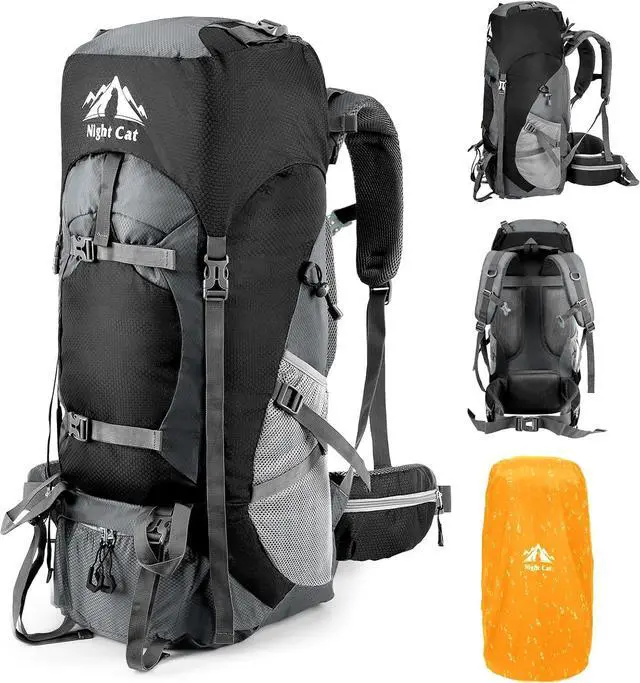 Main image of Night Cat Hiking Backpacks 70L Camping Backpacking Packs for Men Women Lightweight Outdoor for Mountaineering Traveling, No Internal Frame