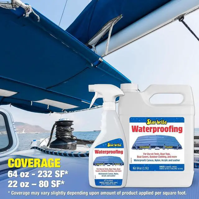 Alt view image 5 of 6 - STAR BRITE Waterproofing Spray, Waterproofer + Stain Repellent + UV Protection for Boat Covers, Car Covers, Bimini Tops, Tents, Jackets, Backpacks, Boots, Awnings, Patio Covers & More
