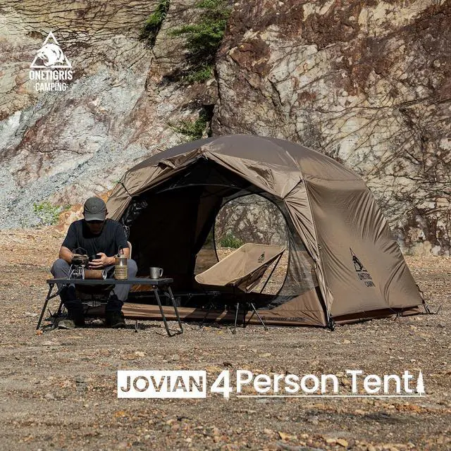 Alt view image 2 of 7 - OneTigris JOVIAN 4 Person Camping Tent 3 Season Family Shelter Easy Setup Outdoor Backpacking with 2000mm Outer Rainfly, 5000mm Bottom & Waterproof Floor Mat