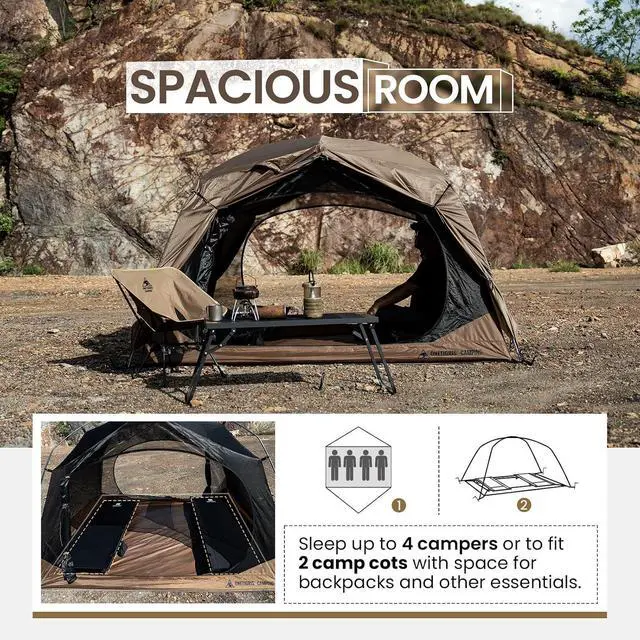 Alt view image 4 of 7 - OneTigris JOVIAN 4 Person Camping Tent 3 Season Family Shelter Easy Setup Outdoor Backpacking with 2000mm Outer Rainfly, 5000mm Bottom & Waterproof Floor Mat
