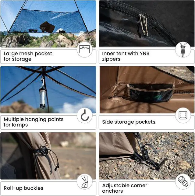 Alt view image 5 of 7 - OneTigris JOVIAN 4 Person Camping Tent 3 Season Family Shelter Easy Setup Outdoor Backpacking with 2000mm Outer Rainfly, 5000mm Bottom & Waterproof Floor Mat