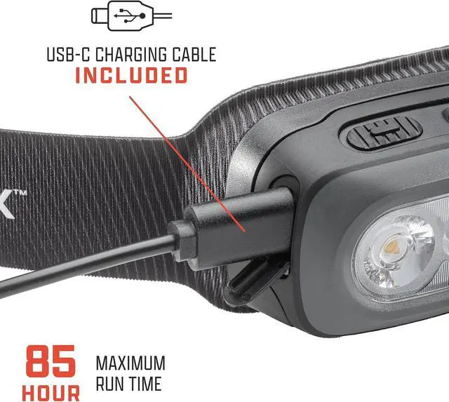 Alt view image 4 of 7 - Head Lamp - Comfortable, Waterproof Headlamp Rechargeable with Bright LED, 85h Runtime, Red Mode - Outdoor Use, Hiking, Backpacking - 300 Lumens