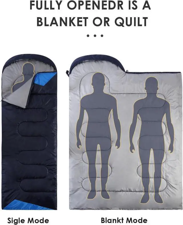 Alt view image 4 of 7 - Sleeping Bags for Adults Backpacking Lightweight Waterproof- Cold Weather Sleeping Bag for Girls Boys Mens for Warm Camping Hiking Outdoor Travel Hunting with Compression Bags