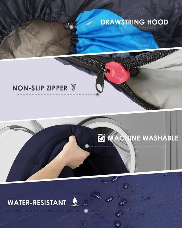 Alt view image 5 of 7 - Sleeping Bags for Adults Backpacking Lightweight Waterproof- Cold Weather Sleeping Bag for Girls Boys Mens for Warm Camping Hiking Outdoor Travel Hunting with Compression Bags