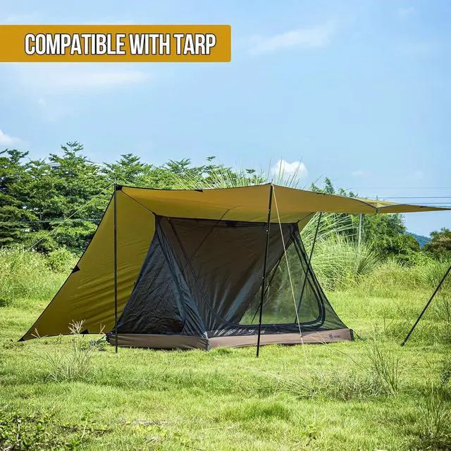Alt view image 6 of 7 - OneTigris 2 Person Mesh Tent, 3 Openings Screen Shelter with Waterproof Bathtub Floor for Outdoors Camping Lightweight Backpacking Thru-Hiking Travel Patio