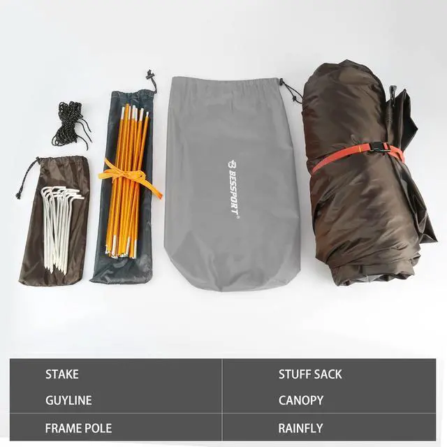 Alt view image 6 of 7 - Camping Tent 1/2 Person Tent Waterproof Two Doors Backpacking Tent Easy Setup Lightweight for Outdoor, Hiking Mountaineering Travel
