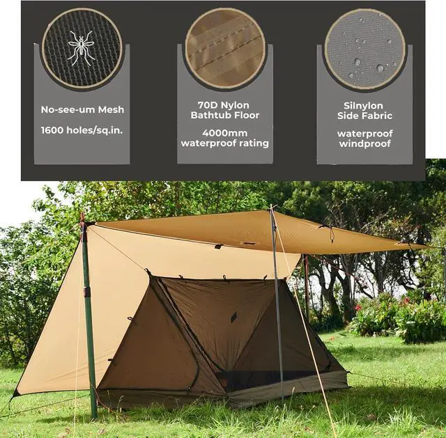 Alt view image 2 of 7 - onewind Mesh Tent for 2 Person, 2 Openings Inner Tent for Tarp Ultralight Trekking Pole Tent Tarp Backpacking Netting Tent with Waterproof Bathtub Floor, No Trekking Pole Included
