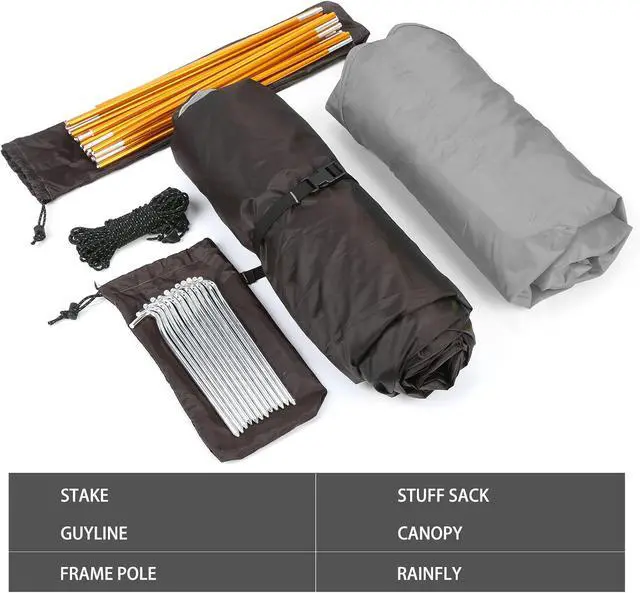 Alt view image 6 of 7 - Camping Tent 1/2 Person Tent Waterproof Two Doors Backpacking Tent Easy Setup Lightweight for Outdoor, Hiking Mountaineering Travel