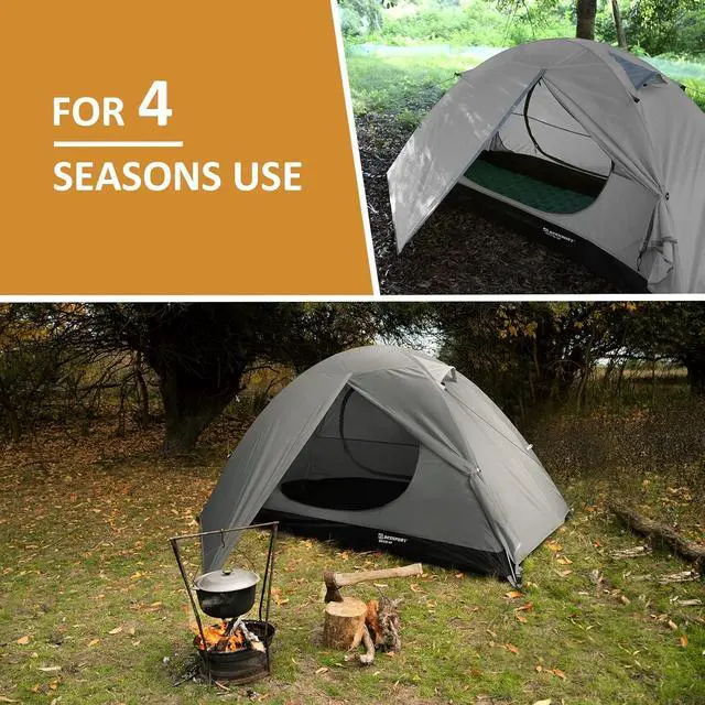 Alt view image 5 of 7 - Camping Tent 1/2 Person Tent Waterproof Two Doors Backpacking Tent Easy Setup Lightweight for Outdoor, Hiking Mountaineering Travel