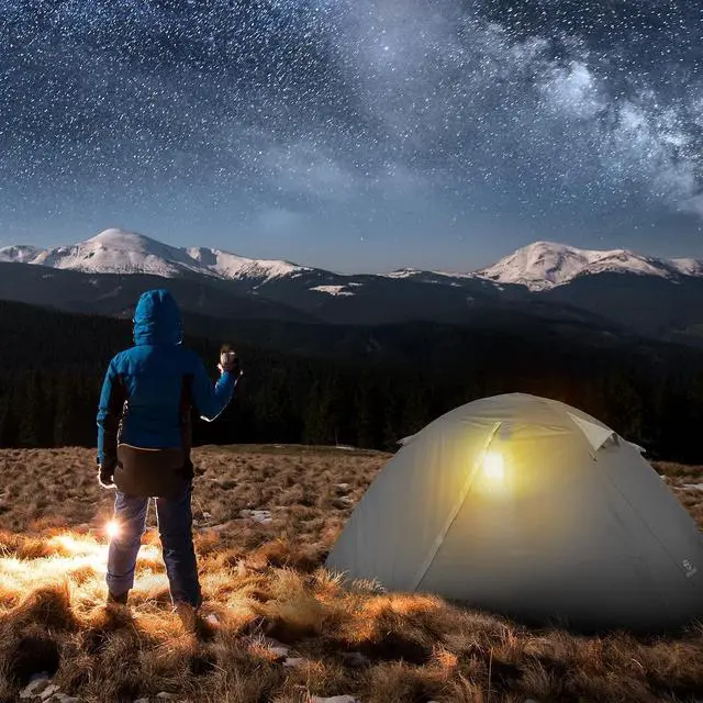 Alt view image 7 of 7 - Camping Tent 1/2 Person Tent Waterproof Two Doors Backpacking Tent Easy Setup Lightweight for Outdoor, Hiking Mountaineering Travel