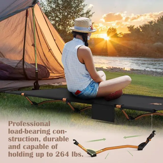 Alt view image 5 of 7 - G2 Foldable Camping Cot, Durable Travel Tent Cot, Ultralight for Backpacking, Summer Hiking, Mountaineering, Max Loading Capacity 264lb, Easy to use for Woman & Man, Comes with Storage Bag