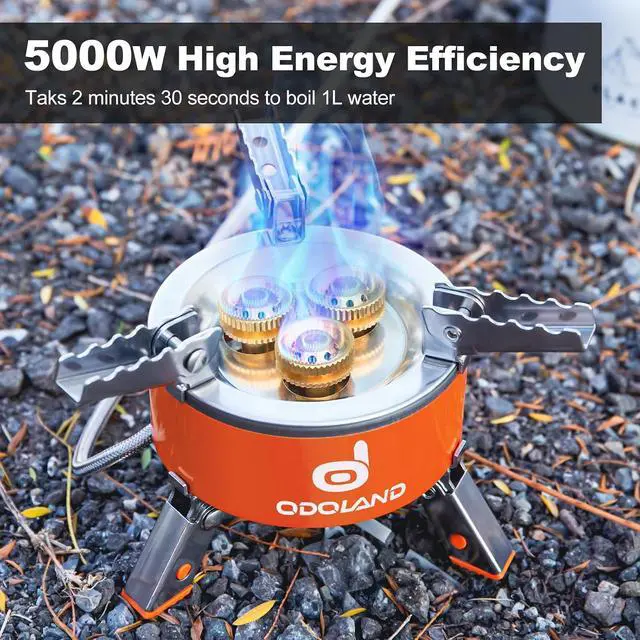 Alt view image 2 of 6 - Odoland 5000W Portable Camping Stove Lightweight Camp Stove Collapsible Backpacking Stove with EVA Box for Outdoor Camping Cooking Hiking and Picnic