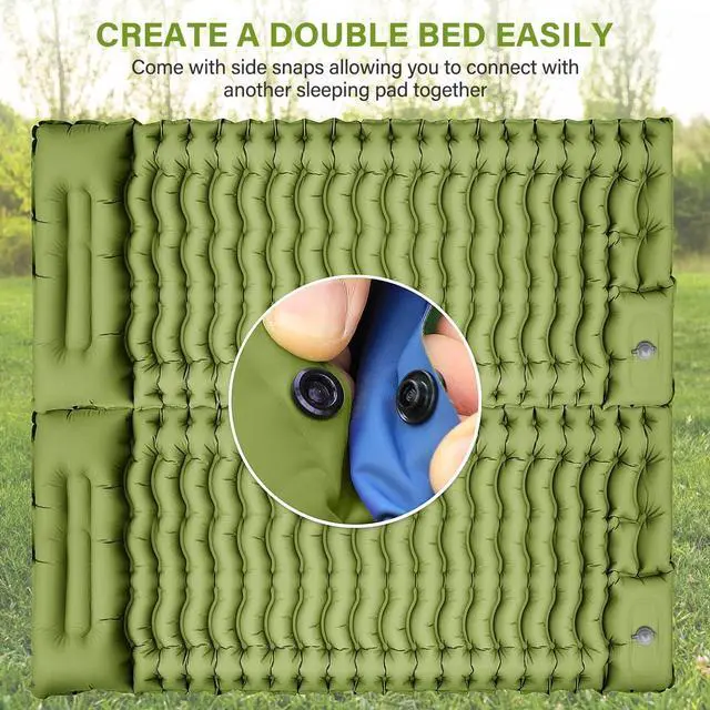 Alt view image 5 of 7 - FUN PAC Camping Sleeping Pad, Ultralight Camping Mat with Pillow, Built-in Foot Pump Inflatable Sleeping Pads Compact for Camping Backpacking Hiking Traveling Tent,Single,Green