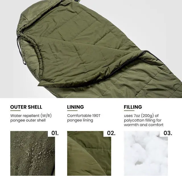 Alt view image 5 of 7 - OneTigris Bushcrafters Sleeping Bags, Mummy Sleeping Bag for Camping Hiking Backpacking, Survival Gear