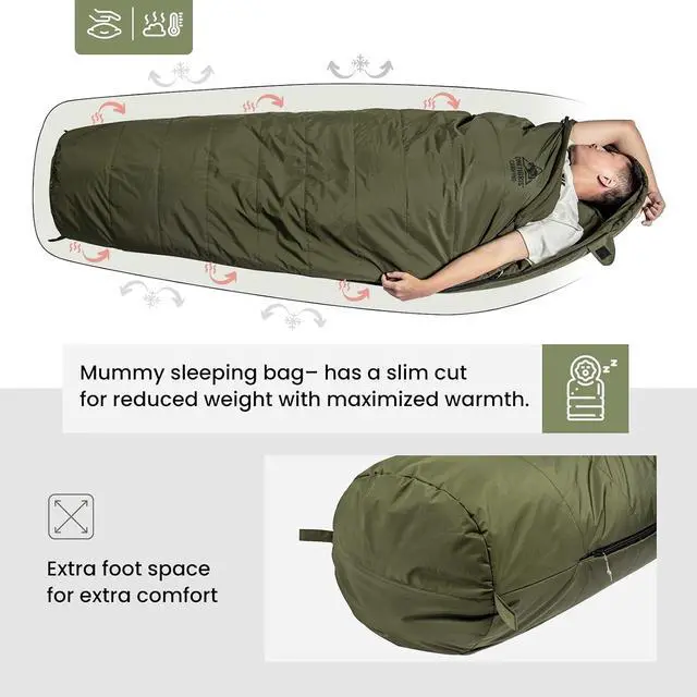 Alt view image 6 of 7 - OneTigris Bushcrafters Sleeping Bags, Mummy Sleeping Bag for Camping Hiking Backpacking, Survival Gear