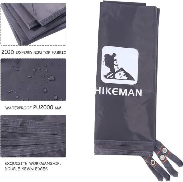 Alt view image 4 of 7 - Hikeman Tent Footprint - Waterproof Camping Tarp, Heavy Duty Tent Floor Saver, Ultralight Ground Sheet Mat for Hiking, Backpacking, Hammock, Beach - Storage Bag Included(XXL-95x83)