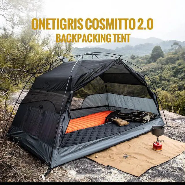 Alt view image 2 of 7 - OneTigris COSMITTO 2 Person Backpacking Tent Shelter- Free Standing Lightweight Waterproof 3 Season Camping Tent for Outdoor Hiking Mountaineering