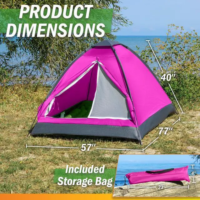 Alt view image 2 of 7 - 2 Person Camping Tent with Rain Fly and Carrying Bag - Lightweight Outdoor Pop Up Tents for Camping Essentials, Music Festivals, Backpacking, Hiking, or Beach Shelter by Wakeman Outdoors