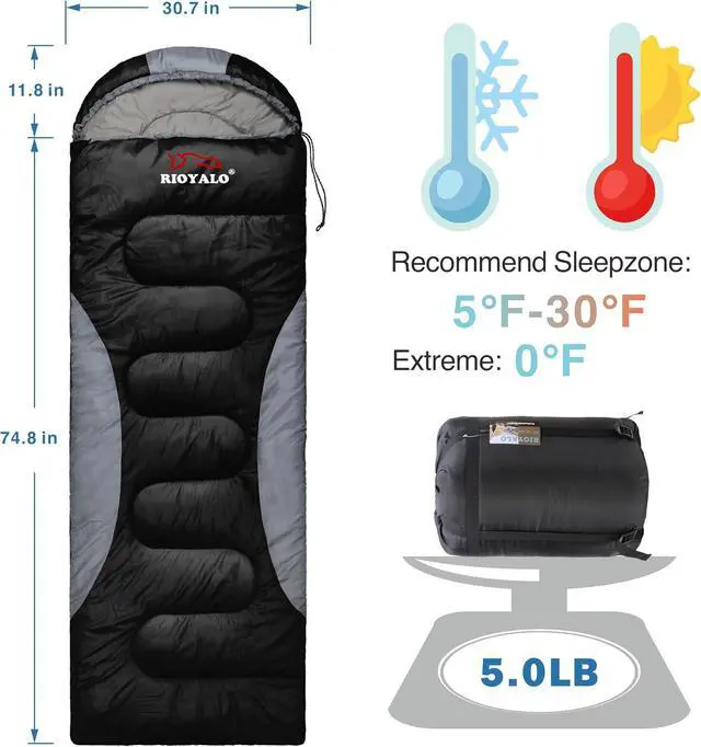 Alt view image 2 of 6 - 0 Degree Winter Sleeping Bags for Adults, Cold Weather Camping | Waterproof, Compression Sack, Anti-Snag Zipper, Draft Tube Retain Warmth, Fit for big N tall, 4 Season Backpacking, Hiking